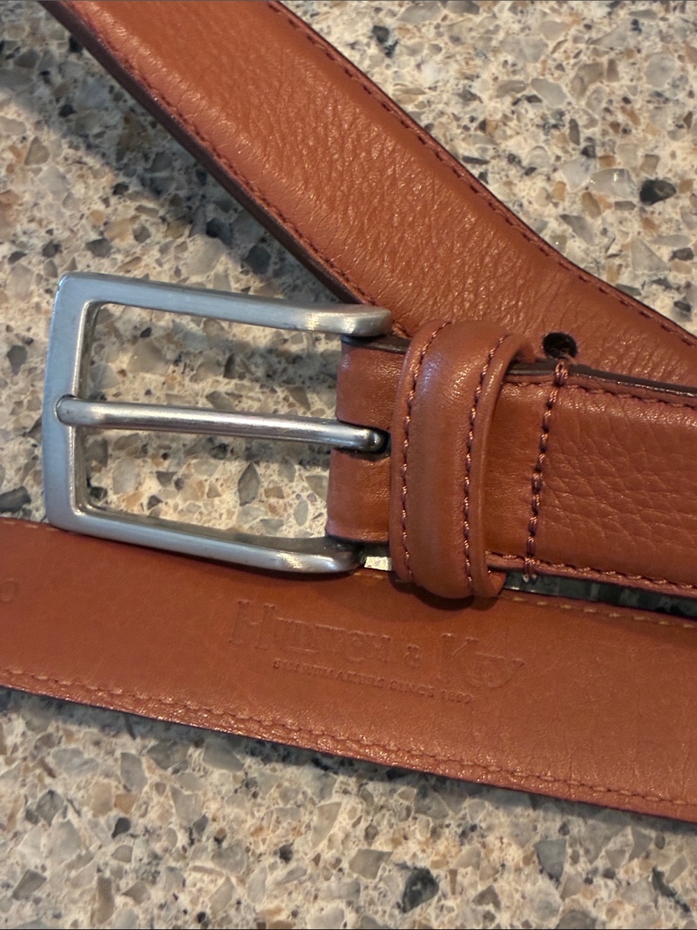 Men's 40 Hidlitch & Key Tan Leather Belt with Silver Buckle. Soft Calfskin Italy